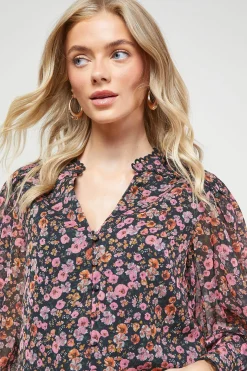 Blouse Imprimée en Mousseline Boutonnée