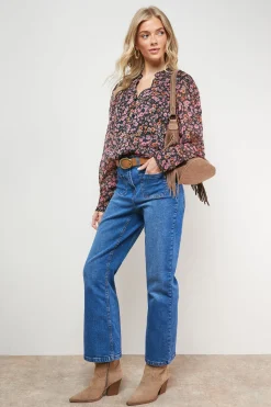 Blouse Imprimée en Mousseline Boutonnée