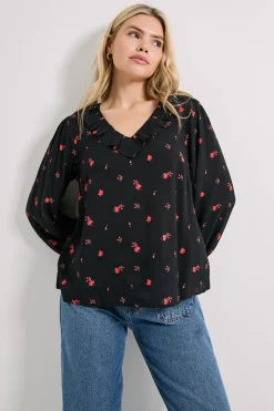 Blouse Imprimée à Motif Floral Ditsy avec Détail Col et Manches à Nouer
