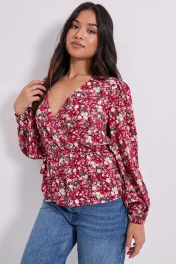 Dorothy Perkins Blouse Imprimée Petite à Devant Croisé avec Détail Volant<Femme Tops