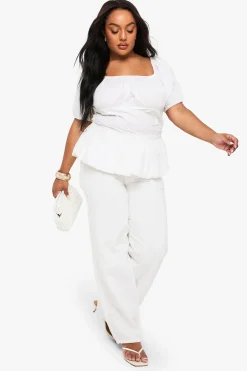 boohoo Blouse à manches bouffantes en coton Plus<Femme Tops