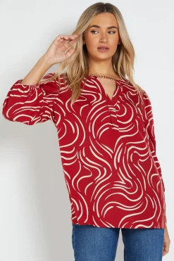 Blouse à Manches Longues avec Imprimé Tourbillon et Détail Chaîne