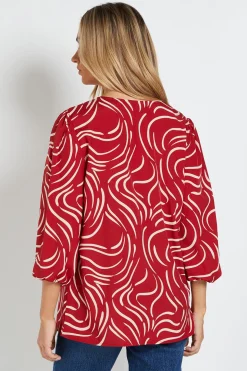Blouse à Manches Longues avec Imprimé Tourbillon et Détail Chaîne