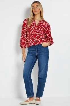 Blouse à Manches Longues avec Imprimé Tourbillon et Détail Chaîne