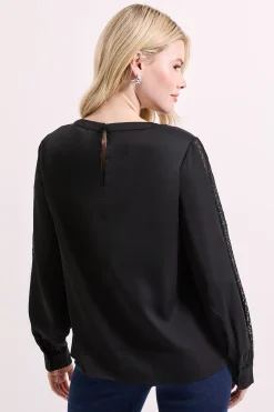 Blouse à Manches Longues avec Inserts en Dentelle