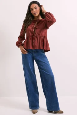 Dorothy Perkins Blouse à Manches Longues avec Nœud Devant<Femme Tops|Looks Bordeaux