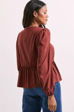 Dorothy Perkins Blouse à Manches Longues avec Nœud Devant<Femme Tops|Looks Bordeaux