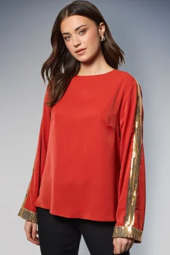 Blouse à Manches Longues avec Sequins