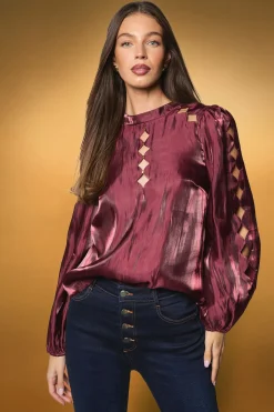 Blouse Manches Longues à Découpes Ajourées