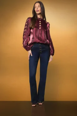 Blouse Manches Longues à Découpes Ajourées