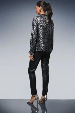 Blouse à Manches Longues Imprimé Léopard Métallisé