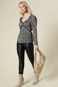 Dorothy Perkins Blouse à Manches Longues Imprimé Zèbre avec Dentelle<Femme Zebra Print|Satin Et Dentelle