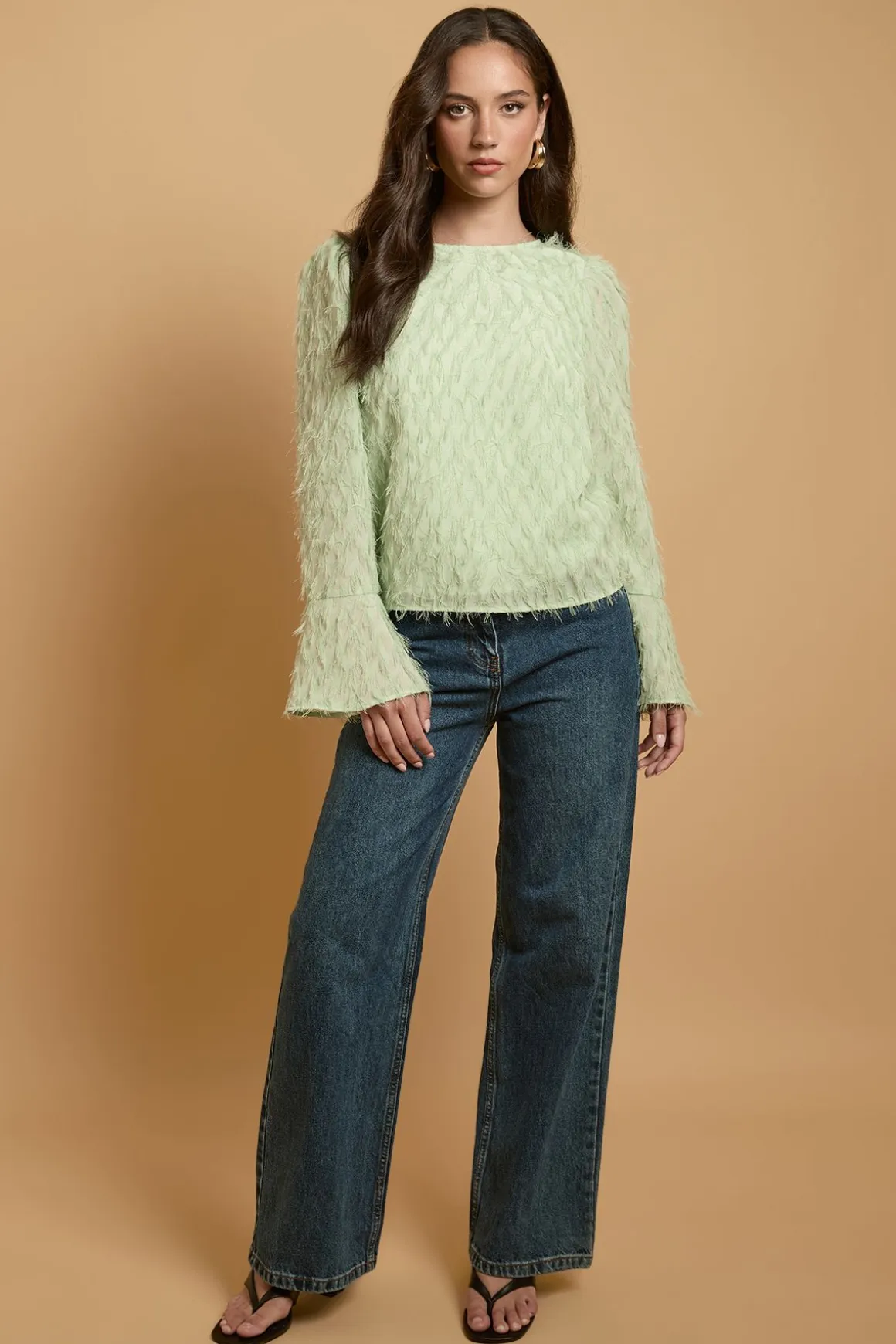 Blouse À Manches Évasées Avec Lien Au Dos