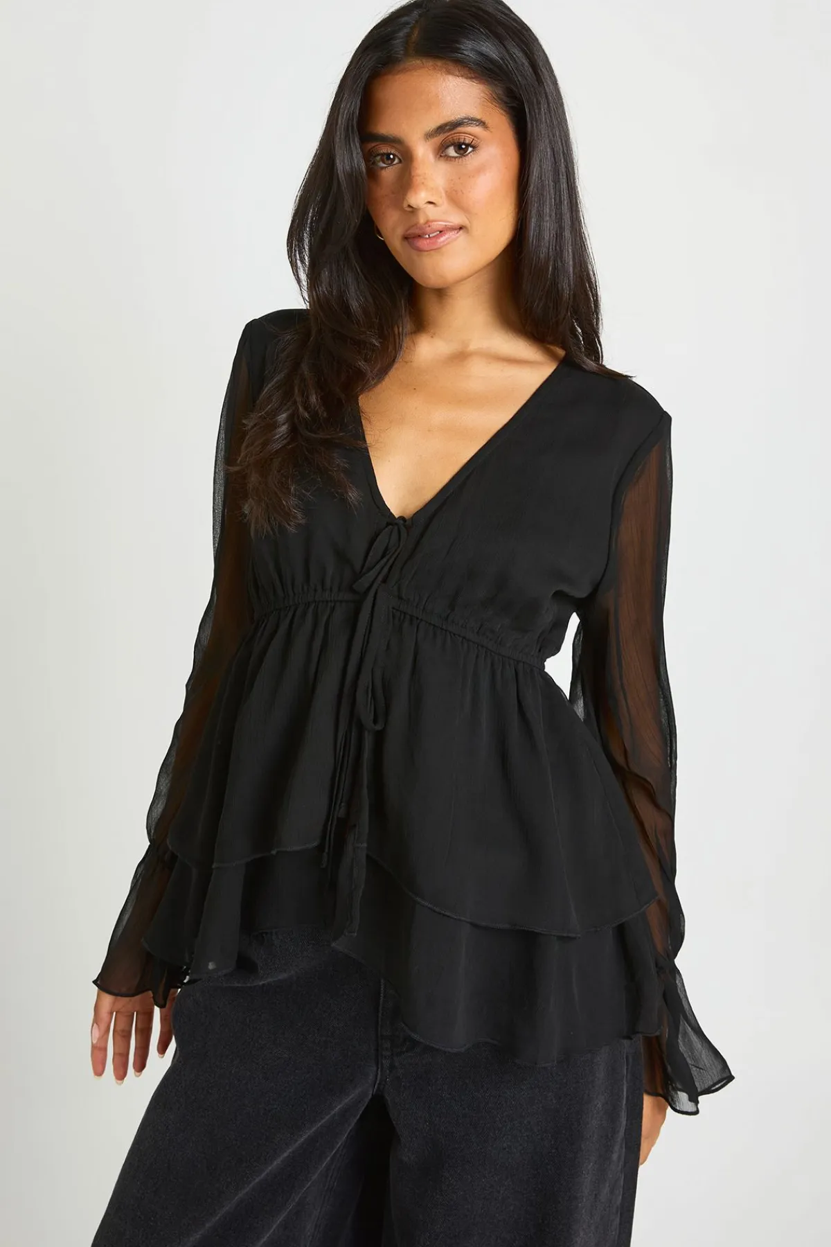 boohoo Blouse À Manches Évasées À Volants<Femme Tops
