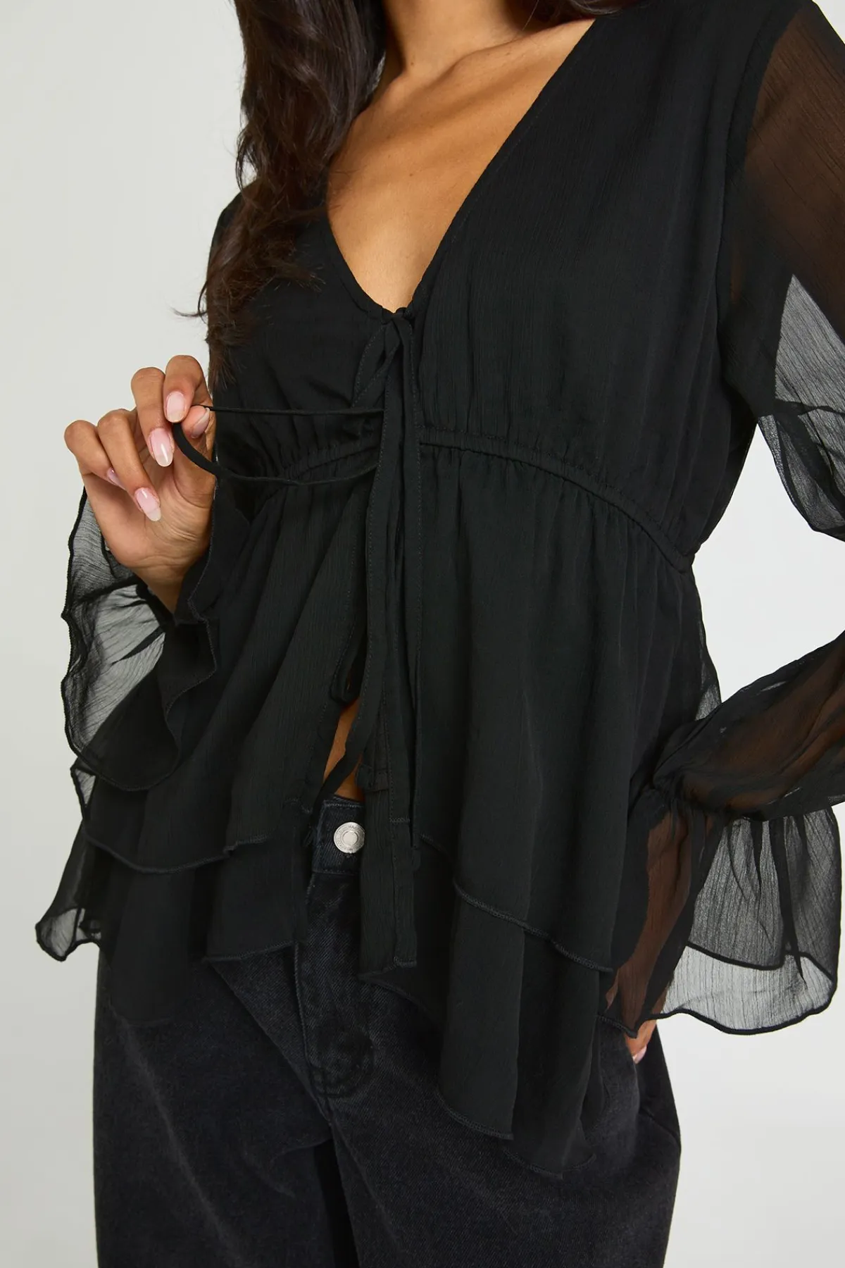 boohoo Blouse À Manches Évasées À Volants<Femme Tops