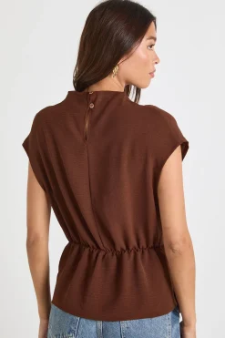 Blouse à nœud martelé, encolure drapée