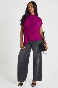 Blouse à nœud martelé à l'avant et col cache-cœur
