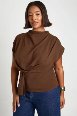 Blouse à nœud Plus et à encolure drapée