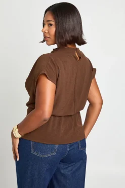 Blouse à nœud Plus et à encolure drapée