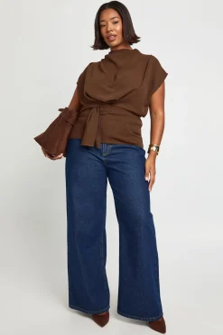Blouse à nœud Plus et à encolure drapée