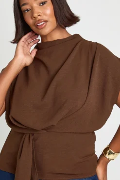 Blouse à nœud Plus et à encolure drapée