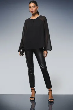 Blouse Ornée à Dos Ouvert