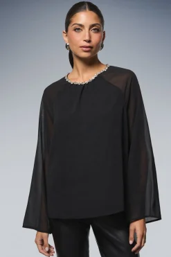 Blouse Ornée à Dos Ouvert