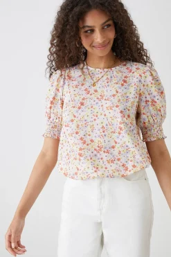Blouse À Ourlet Froncé Imprimé Fleuri Multi