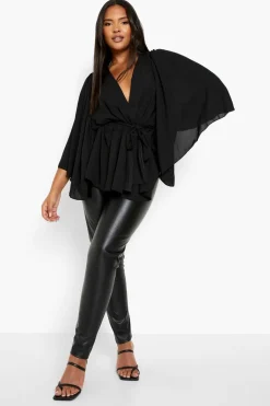 Blouse Peplum enveloppante à manches Angel grande taille