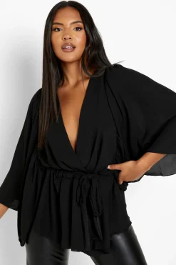 Blouse Peplum enveloppante à manches Angel grande taille