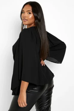 Blouse Peplum enveloppante à manches Angel grande taille