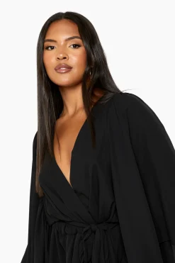 Blouse Peplum enveloppante à manches Angel grande taille