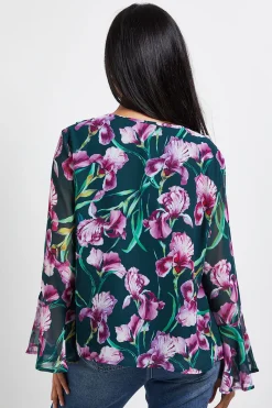 Blouse Petite à Détails de Volants Floraux