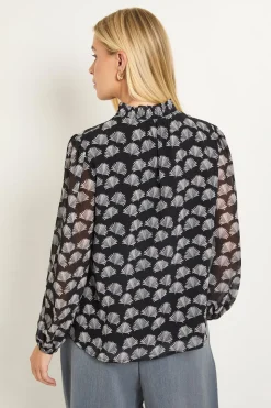 Blouse Petite À Encolure Froncée Imprimée