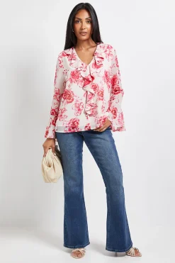 Blouse Petite à Imprimé Floral avec Détails Volantés