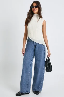 Blouse plissée à col haut