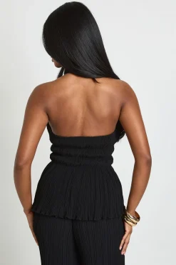 boohoo Blouse Plissée Dos Nu À Col Licou<Femme Tops