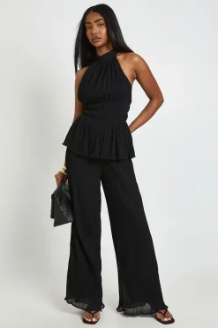 boohoo Blouse Plissée Dos Nu À Col Licou<Femme Tops