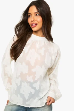 Blouse plissée florale burnout