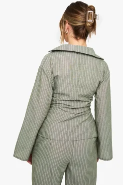 boohoo Blouse rayée à drapé noué<Femme Tops D’Automne|Tops