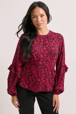 Blouse Rose à Manches Bouffantes et Couture Empire