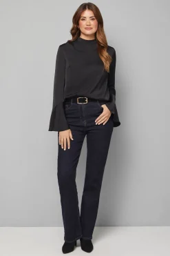 Wallis Blouse Satinée à Col Montant et Manches Évasées<Femme Tops D’Automne|Satin Et Dentelle