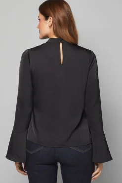 Wallis Blouse Satinée à Col Montant et Manches Évasées<Femme Tops D’Automne|Satin Et Dentelle