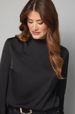 Wallis Blouse Satinée à Col Montant et Manches Évasées<Femme Tops D’Automne|Satin Et Dentelle