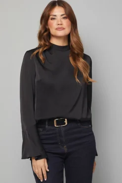 Wallis Blouse Satinée à Col Montant et Manches Évasées<Femme Tops D’Automne|Satin Et Dentelle