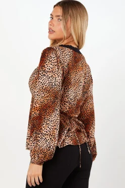 Dorothy Perkins Blouse Tea à Manches Ballon Motif ier avec Dentelle et Boutons<Femme Satin Et Dentelle|Tops