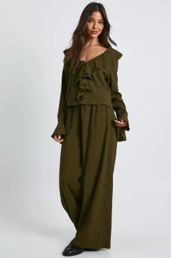 Blouse texturée froissée et pantalon à jambes larges coordonnés
