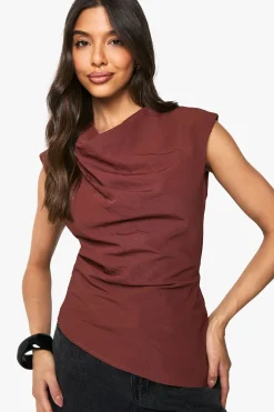 boohoo Blouse tissée à col haut texturée<Femme Tops D’Automne|Tops