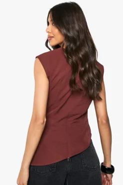 boohoo Blouse tissée à col haut texturée<Femme Tops D’Automne|Tops
