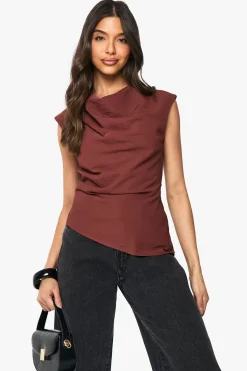 boohoo Blouse tissée à col haut texturée<Femme Tops D’Automne|Tops